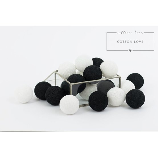 Baumwolle leuchtend LED Kügelchen Cotton Balls - schwarz-weiß